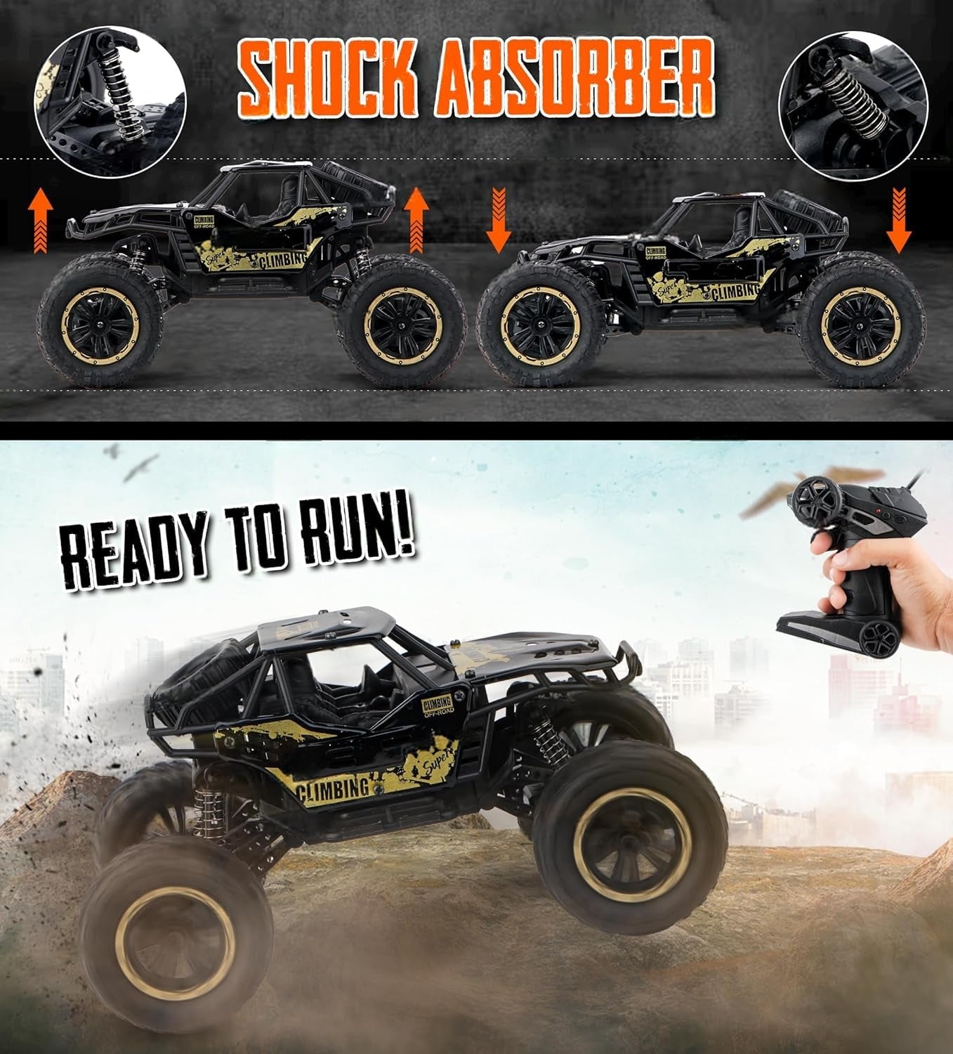 Remote Controlled Rock Crawler Monster Truck Toy Vehicle for Kids And Adults.