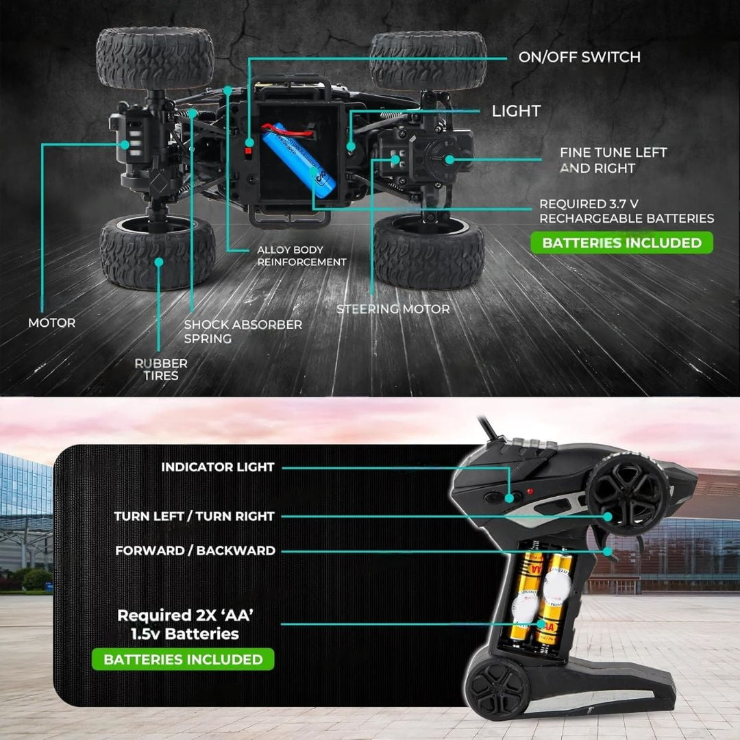 Remote Controlled Rock Crawler Monster Truck Toy Vehicle for Kids And Adults.